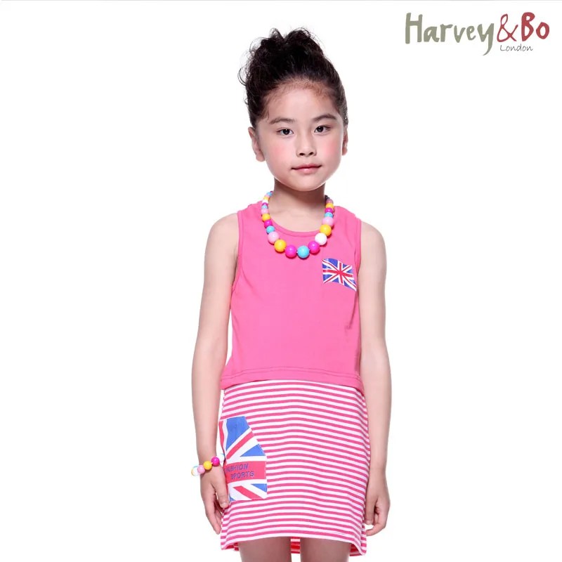 Платье-майка для девочек хлопковые платья детское платье трапециевидной формы в