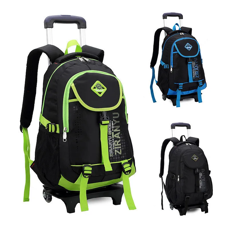 Школьная сумка-тележка для мальчиков и девочек, с 2 рюкзак на колесиках детскими дорожными сумками, школьный рюкзак на колесиках, детский рю...