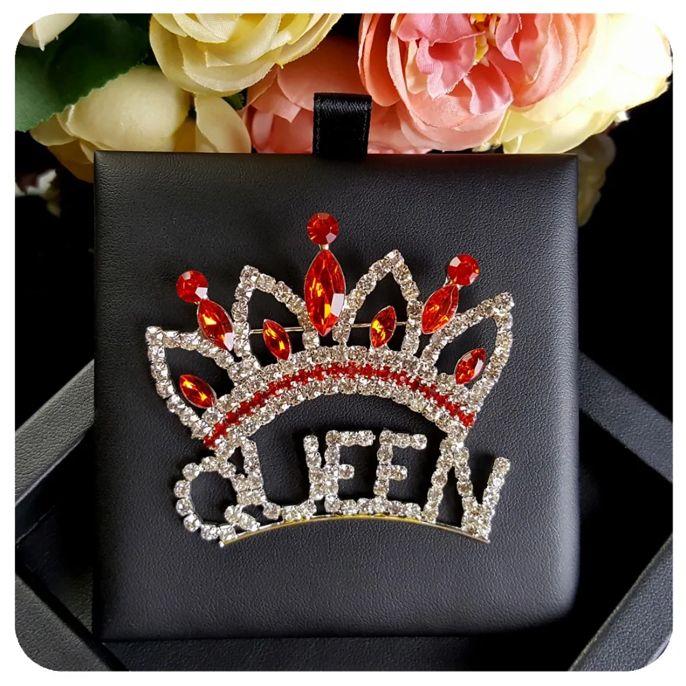 Blingbling красный брошь-корона со стразами Pin для королевы Леди подарок