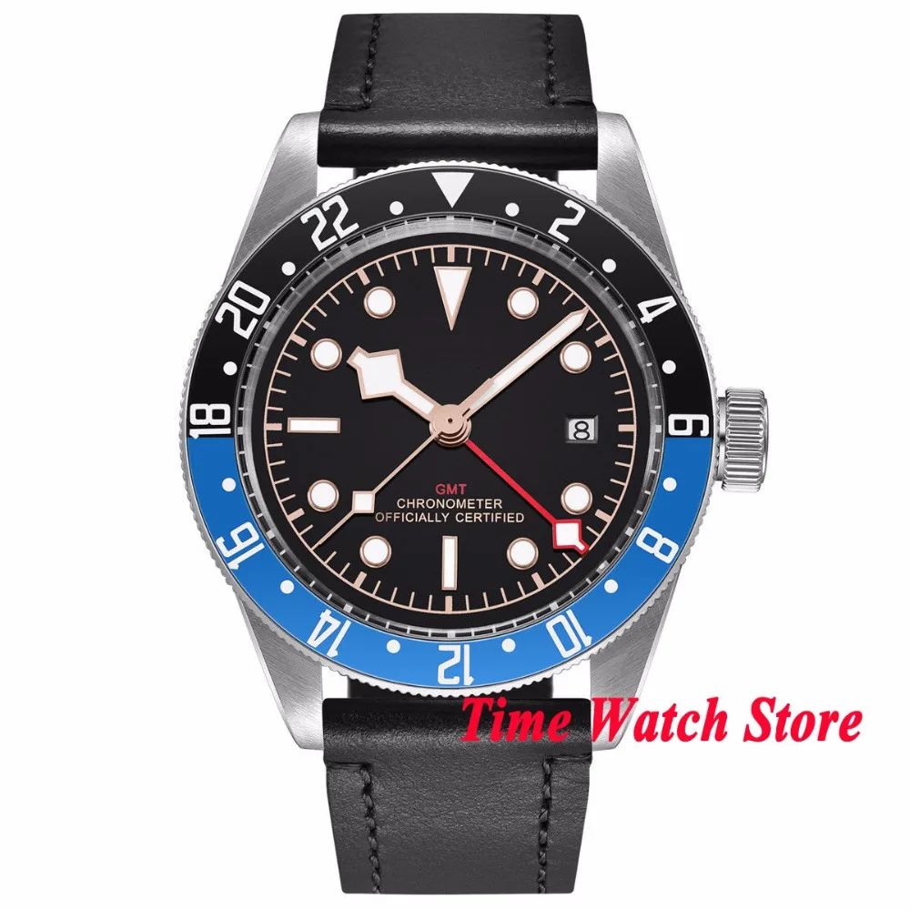 Роскошные мужские часы 41 мм черный стерильный циферблат светящийся сапфировое