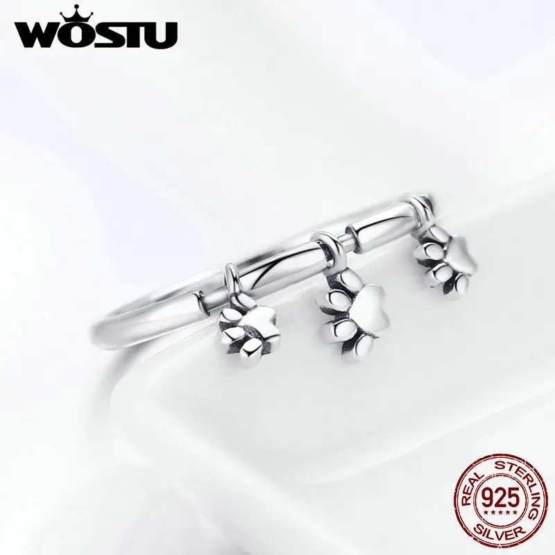 WOSTU/кольцо для женщин из стерлингового серебра 925 пробы с милой собачкой
