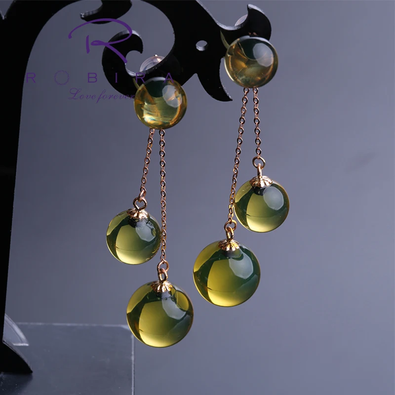 Robira модные милые серьги с ушками женские модели длинные 18 К золото съемные