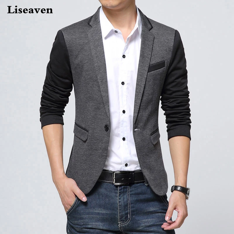 Liseaven-Chaqueta de marca para hombre, abrigo ajustado a la moda, informal, Color sólido, talla grande