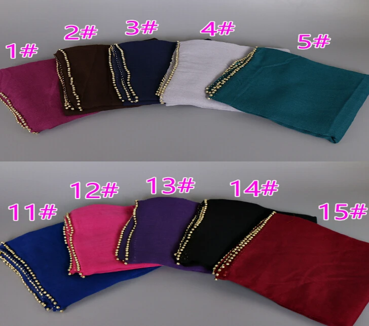 Популярные Модные простые шали с золотым жемчугом ободок из бисера глушитель