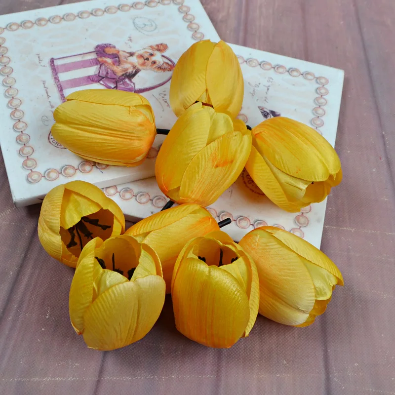 100 шт./лот имитация тюльпанов цветов на голову искусственные украшения цветы