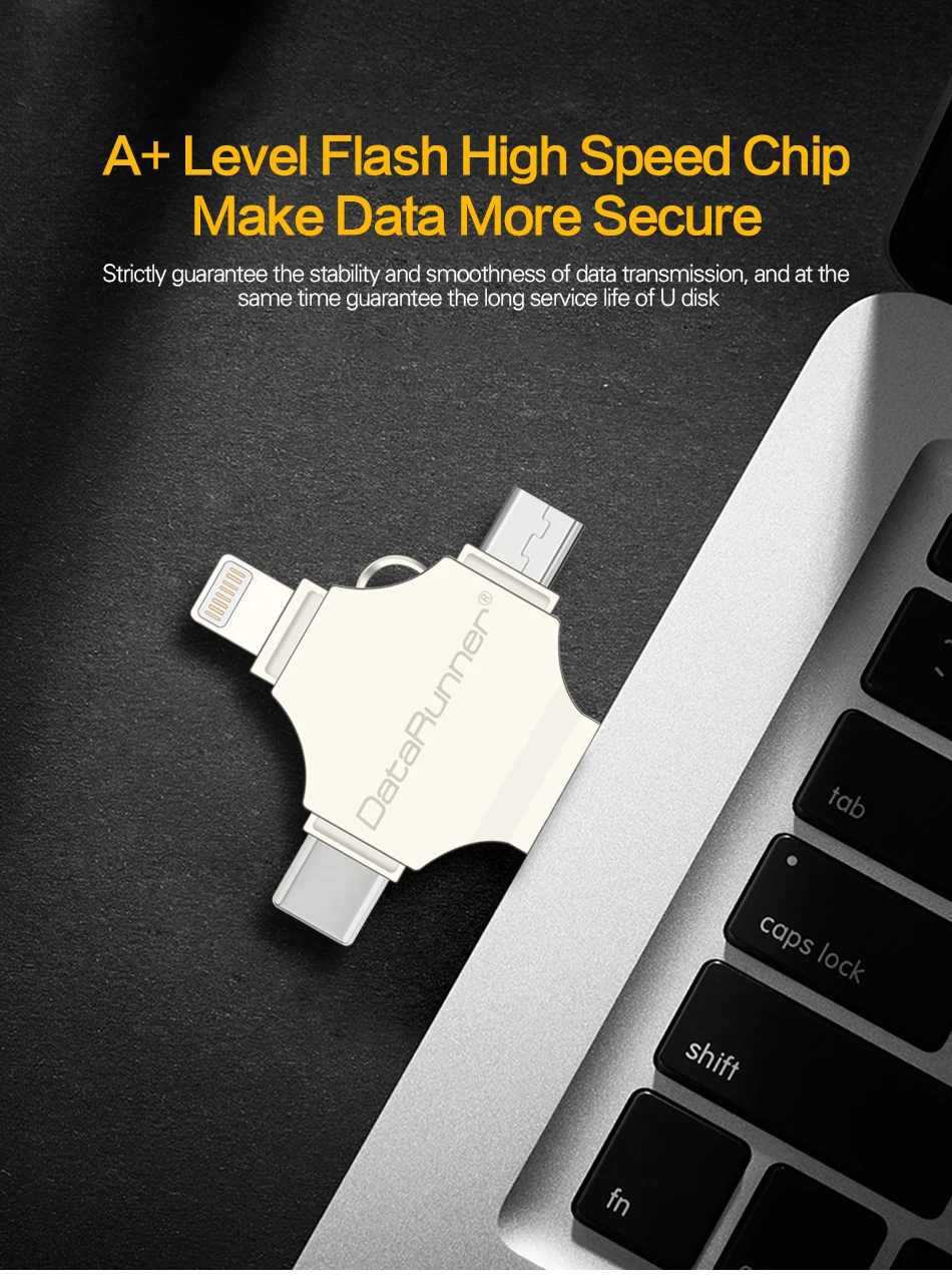 DataRunner OTG USB флеш-накопитель 16 ГБ 32 ГБ 64 ГБ 128 Гб 4 в 1 USB3.0/iOS/type C/Micro Usb флешка флеш-накопитель