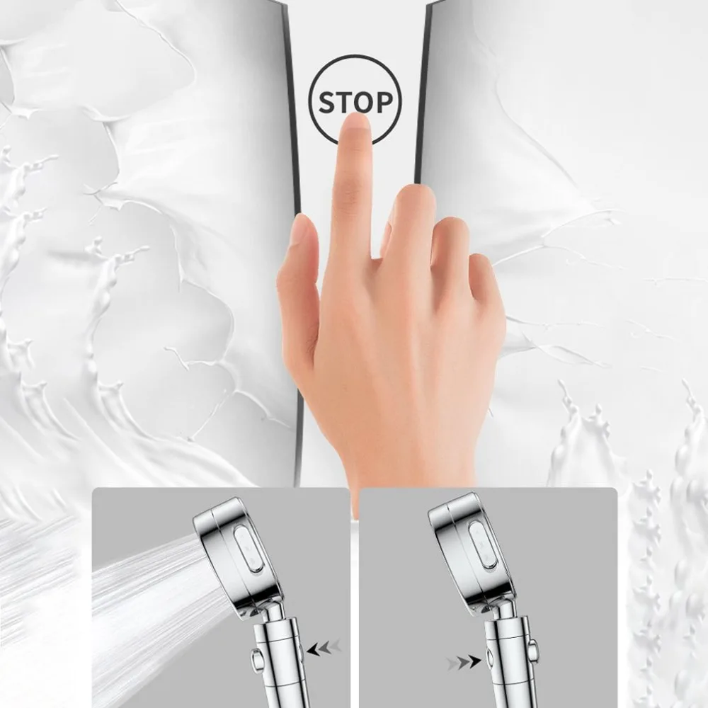 Душевая головка Регулируемая 3 режима высокого давления каменный поток ручная