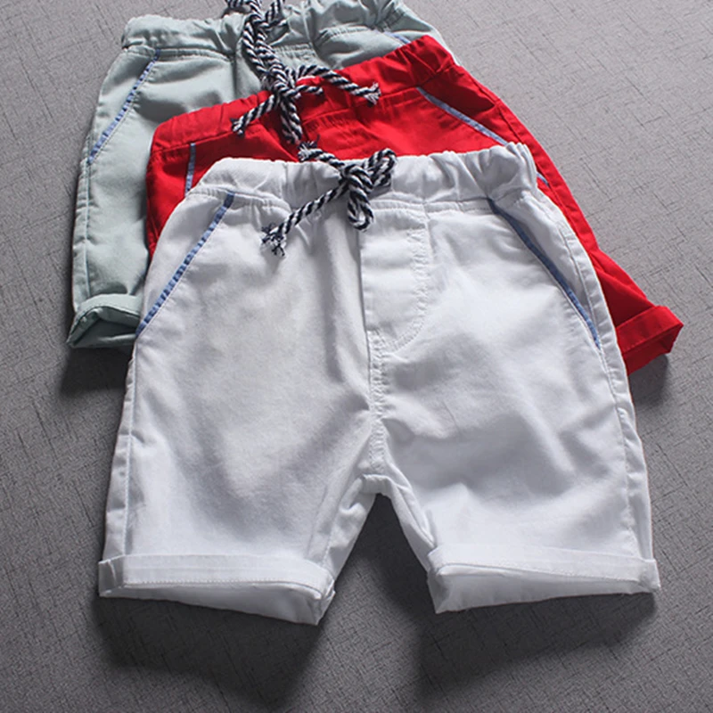 Детские шорты для мальчиков Брендовая Повседневная Стиль однотонный комплект с