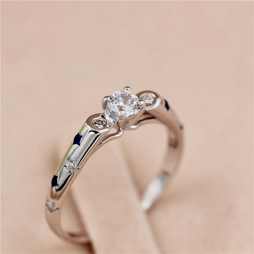 ALMEI 40% Скидка на парные кольца для женщин и мужчин из стерлингового серебра 925 с камнем циркония, ювелирные изделия 2017 года, бесплатная коробка LJ054.