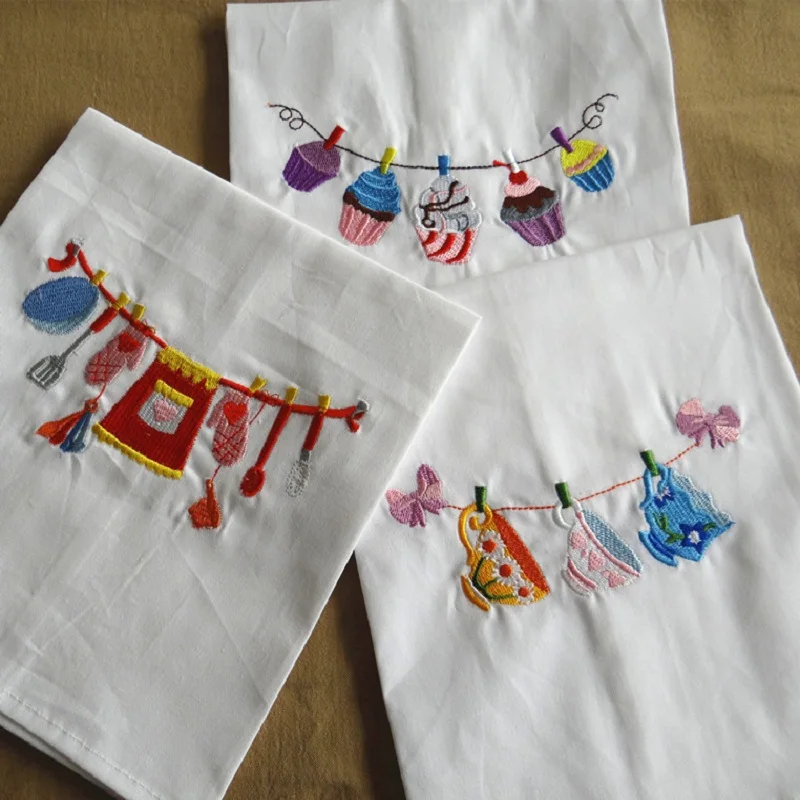 Тканевые салфетки с вышивкой для свадьбы дома кухни хлопковые чайные полотенца