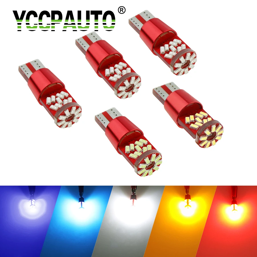 

YCCPAUTO T10 LED Error Free 194 168 W5W подсветка номерного знака автомобиля указатель поворота 3014 проектор SMD желтый белый синий красный