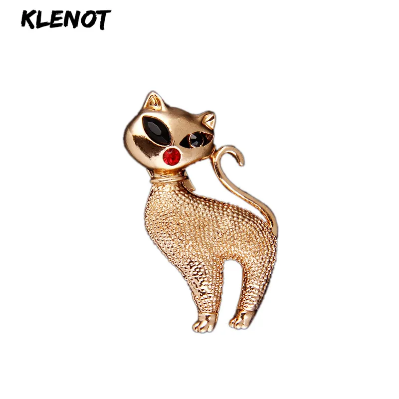 Милые маленькие золотые кошки брошки Pin Up украшения для женщин шарф костюм клипсы