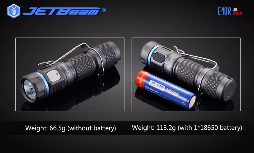 JETBeam E40R SST40 N4 BC светодиодный 1100 люмен светодиодный фонарик с 18650 литий-ионный аккумулятор Батарея для самостоятельного Defens