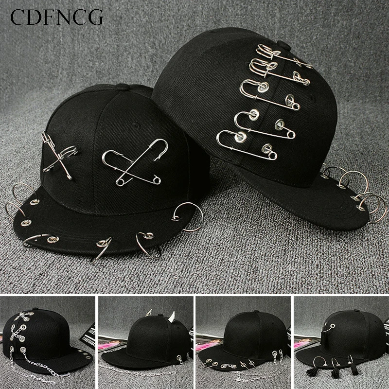 CDF 2019 модная летняя бейсболка в стиле хип хоп металлическое кольцо брошь черная