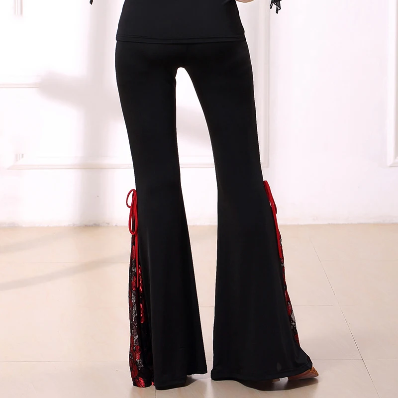 

Ballroom Latin Dance Pants Black Stretch Trousers Women Performance Practice Wear Ladies Flamengo Salsa Dance Clothes DNV10311