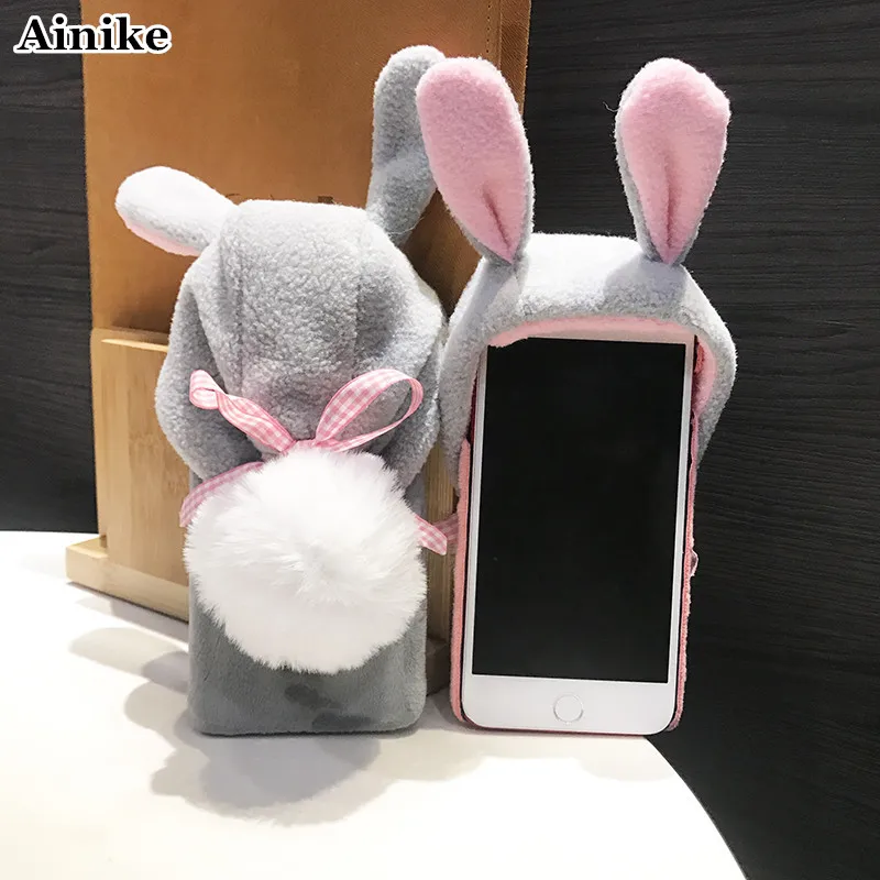 Чехол для телефона Ainike с милым теплым меховым помпоном кролика BBK Vivo X7 X9s X20 Plus Y66 Y67