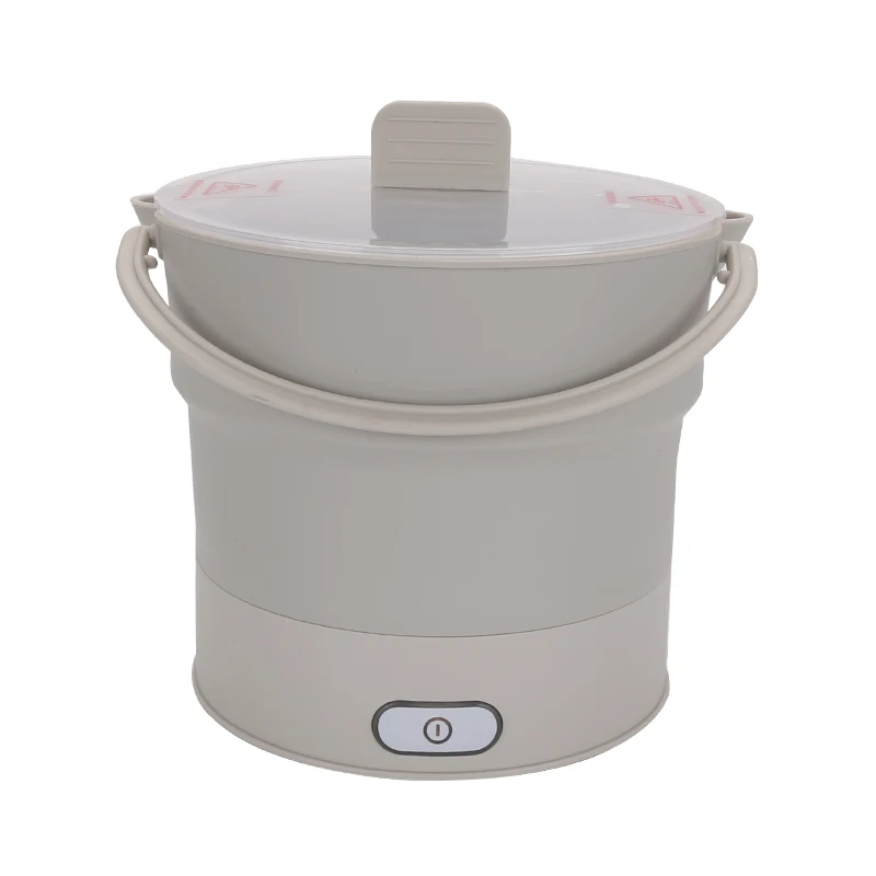 Grey Mini Portable Foldable Electric Multifunctional Steaming Stewing Hot Pot 2 In 1 Silica Gel Saucepot Electric Kettle& Steamer - Цвет: Grey