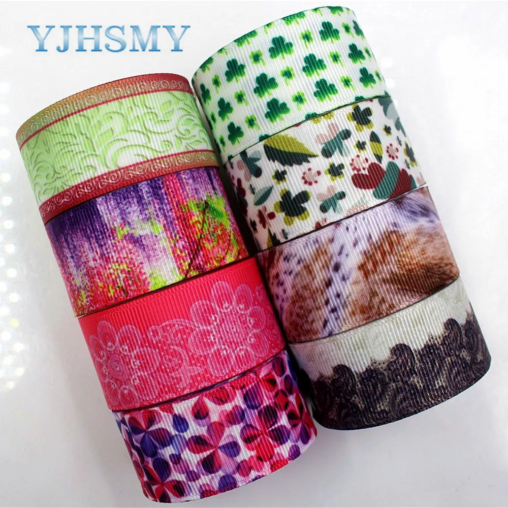 Лента с цветочным принтом YJHSMY 1712083 25 мм 10 ярдов|flower ribbon|10 yarddiy handmade |