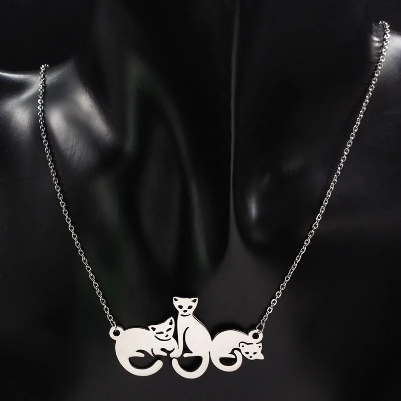 2021 модное ожерелье BFF 3 Cat из нержавеющей стали для женщин ожерелья серебряного