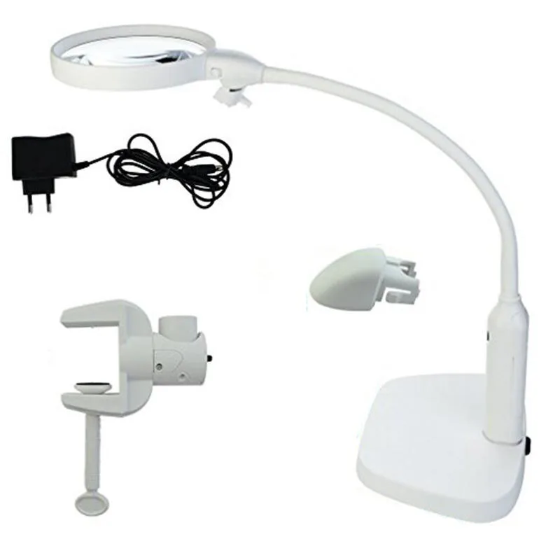 Настольная лампа увеличительное стекло Сменные линзы 2X 5X USB Светодиодная