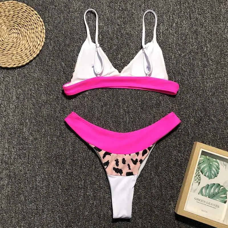 Высокая талия купальники для женщин 2019 Леопард бразильский пуш ап бикини набор