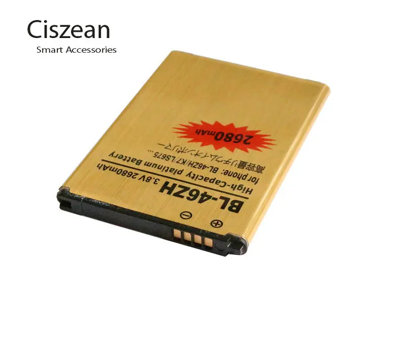 Ciszean 2 шт./лот 2680 мАч BL 46ZH BL46ZH 3.8VDC Золотой сменный литий ионный аккумулятор для LG K7