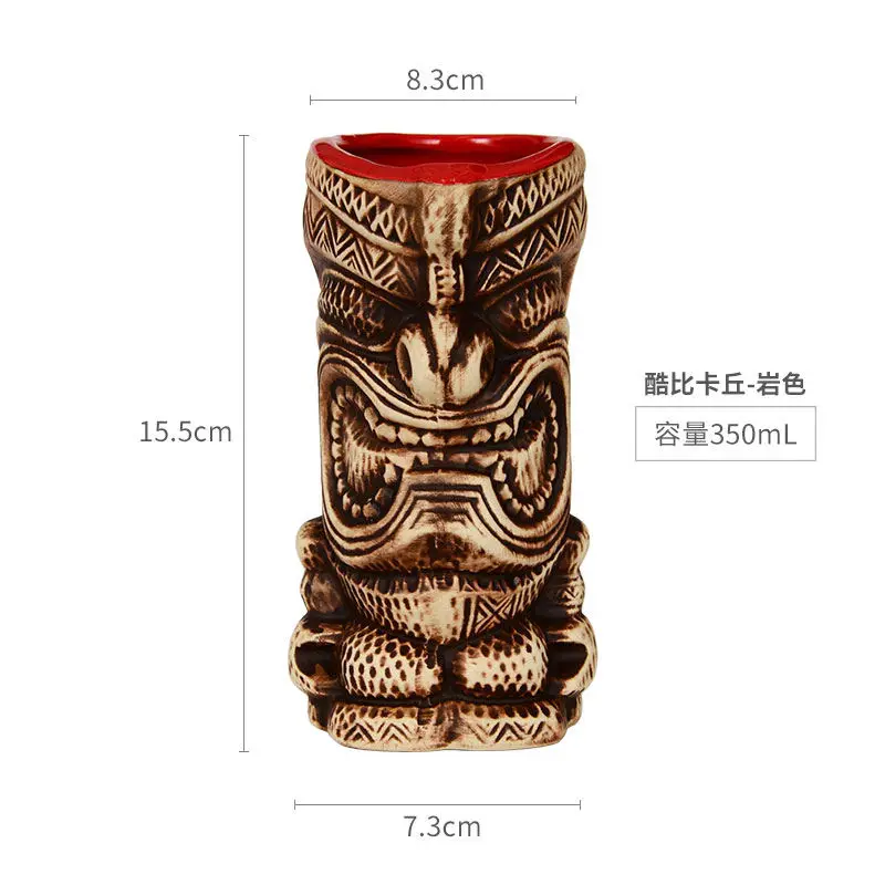 Гавайские кружки Tiki, Коктейльная чашка, пивная кружка для напитков, кружка для вина, керамические кружки Tiki, отлично подходят для коктейльных напитков - Цвет: H