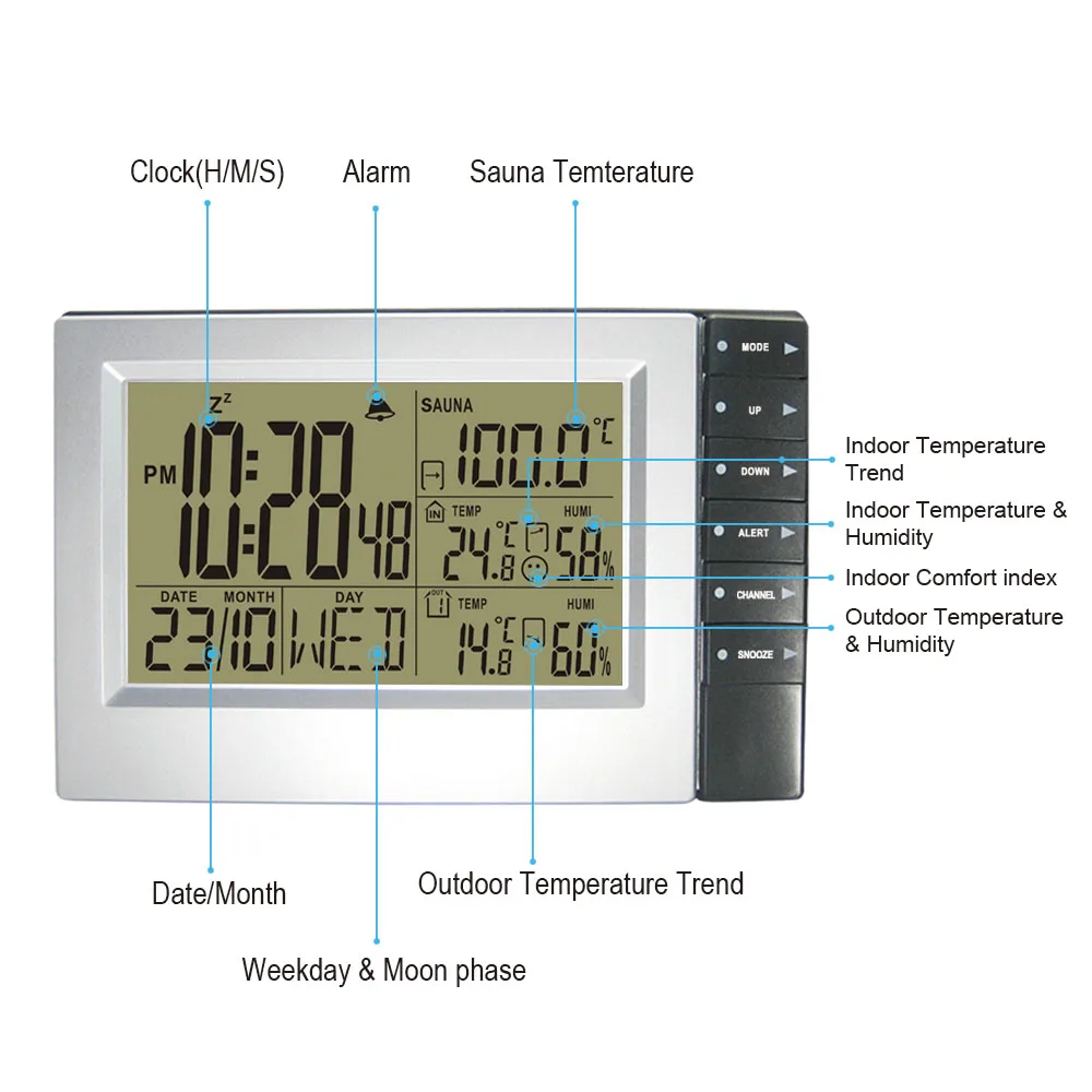 DYKIE Погодная станция настольные часы крытый и открытый гигрометр сауна