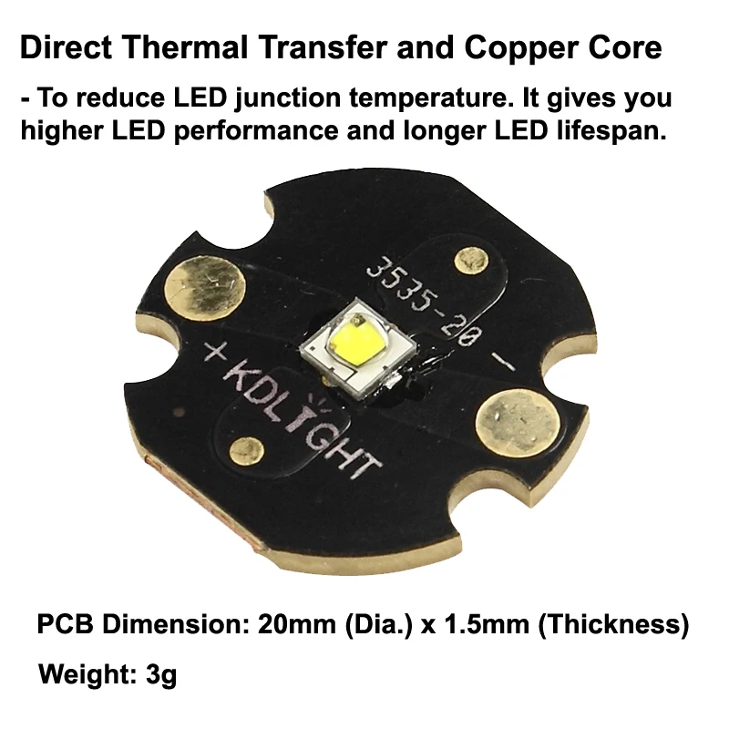 Luminus SST 20 J3 JA3 теплый белый 2700K CRI95 светодиодный излучатель с KDLITKER DTP Copper MCPCB (1
