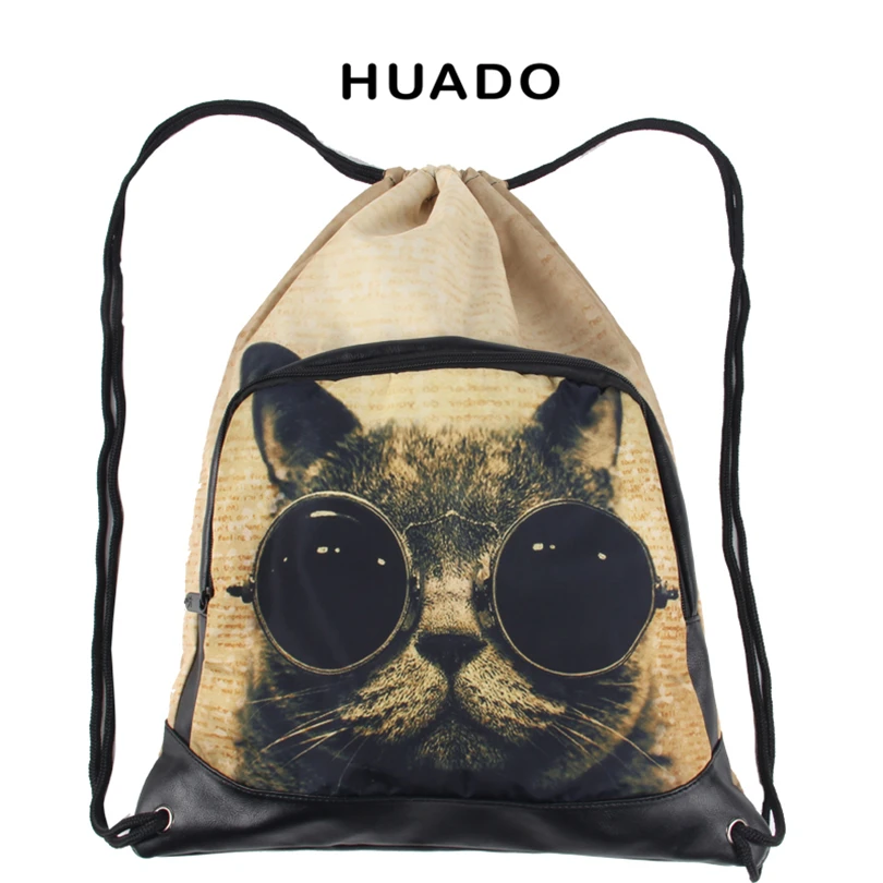 Новый дизайн Горячая продажа унисекс с животным принтом DIY рюкзак на шнурке для