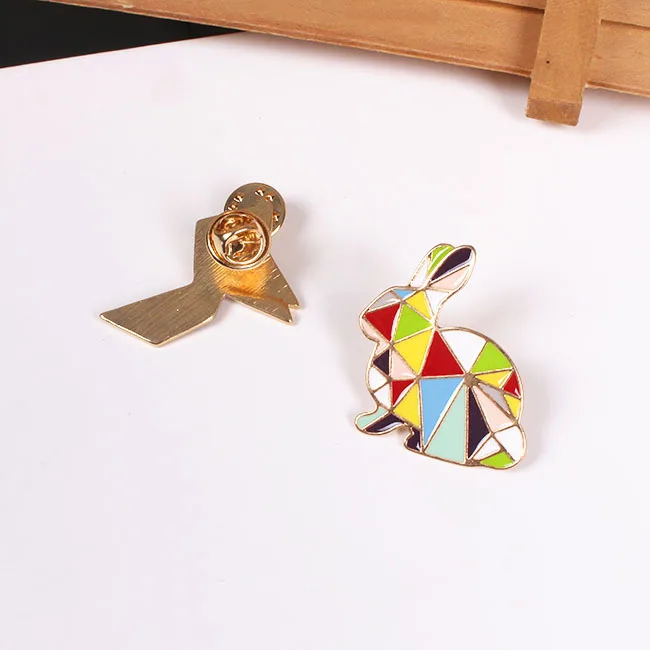 1 PC British Designer Badge Geometric Brooch Colorful Rabbit and Bird Brooches Metal Decoration Badges | Дом и сад