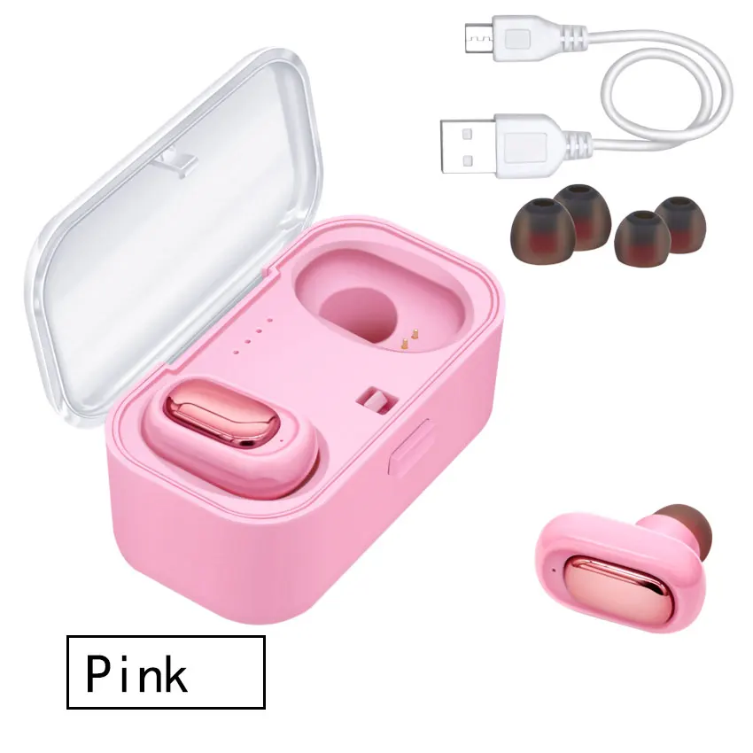 TWS беспроводные Bluetooth наушники 9D super bass стерео HIFI звук шумоподавление Mic Mi наушники Handsfree музыкальные наушники pk HBQ - Цвет: Розовый