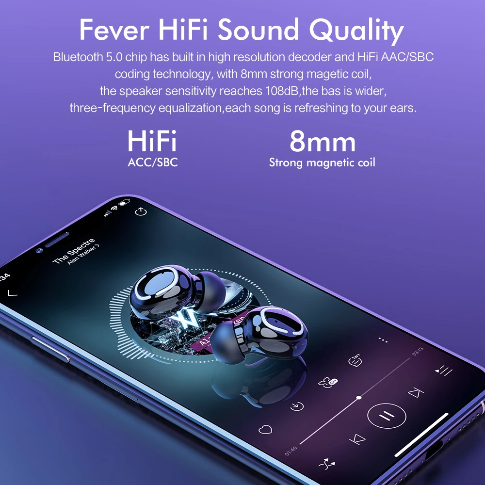 ROCK TWS True Bluetooth Earphone 3D Stereo Wireless Earbuds Mini Waterproof Headfrees with Charging Box 1500mAh |