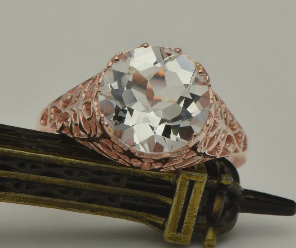 Помолвочные кольца из натурального белого топаза 14 к розовое золото бесплатная