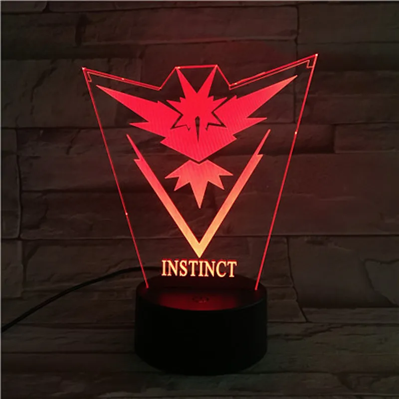 team instinct Покемон го Пикачу Рисунок дети ночник светодиодный ночник прикроватная атмосфера Красочный ночник детский подарок на праздник 3D лампа RGB Пикачу - Испускаемый цвет: team instinct