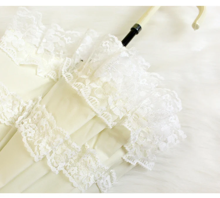 Only Jime Lace Long Handle Umbrellas Sun Women Double Layer Band Windproof Umbrellas High Quality Lace Flower Umbrella Rain Gear
