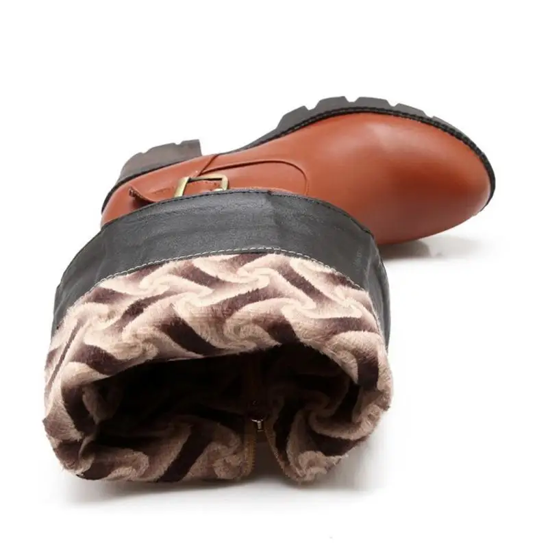 FITWEE/женские теплые сапоги до колена зимняя обувь на платформе с мехом и пряжкой