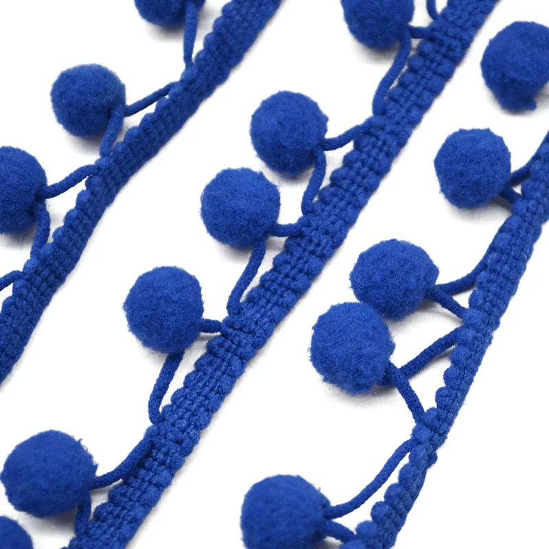 royal blue 5 ярдов кружево с помпонами отделка шар 1,2 см жемчужный помпон лента с бахромой швейная кружевная вязаная ткань ручной работы аксессуары для рукоделия - Цвет: royal blue