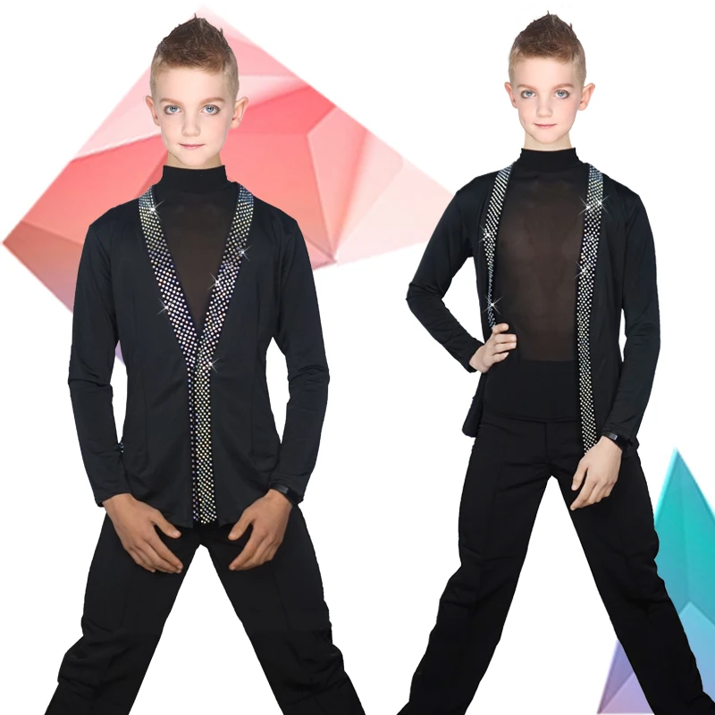 

Latin Dance Shirts Mens Ballroom Dancing Wear Adult Standard Tops Performance Competition Clothing Customize Clothes Boy