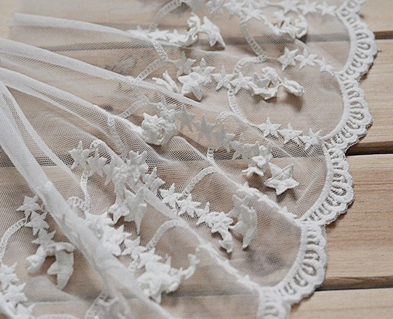 5 ярдов ручная работа DIY 3D Звезда Форма вышивка Венецианская Сетка кружевная отделка ткань с кисточкой-LSXG