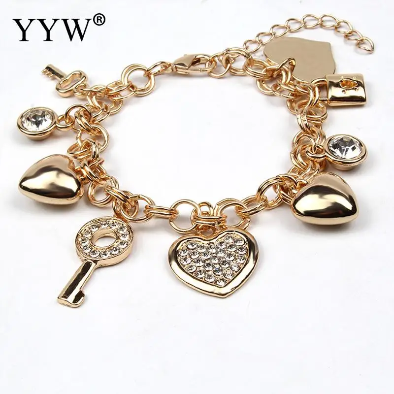 Золотые подвески в форме сердца браслеты для ключей и женщин браслет из