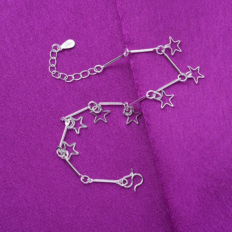 Браслет на ногу женский из серебра 925 пробы с подвеской в виде звезды | Украшения и