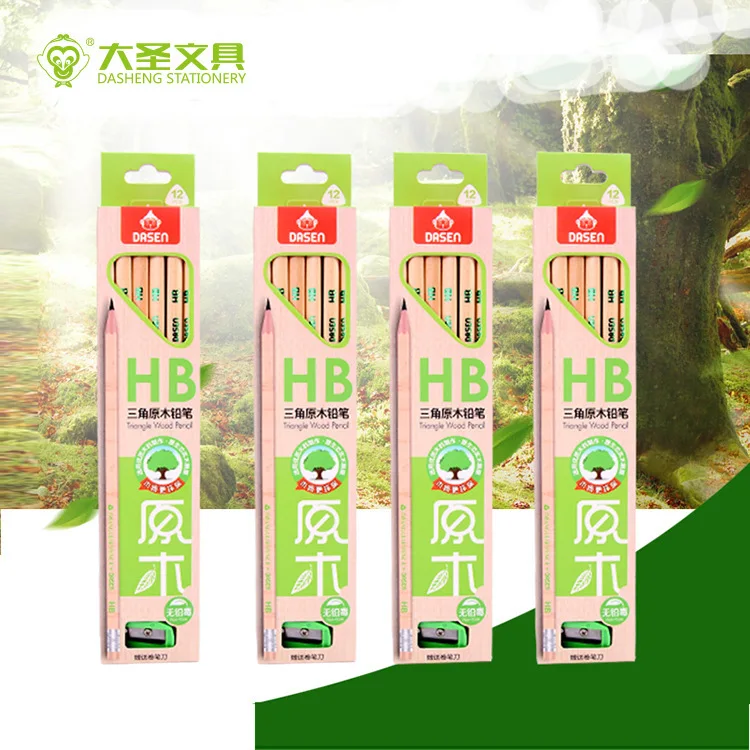 12 шт. карандаши в коробке бревна треугольник бар карандаш дети письменная ручка