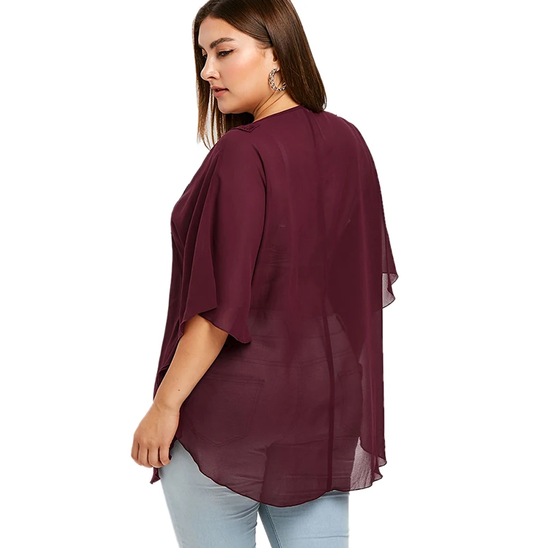 PlusMiss Плюс размер XXXXXL винтажная Этническая Бохо кружевная вязаная блузка женская