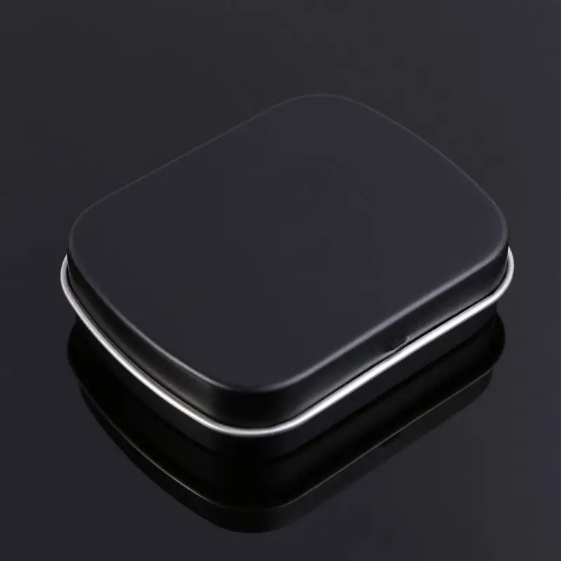 Черная портативная металлическая жестяная флип коробка для хранения органайзер