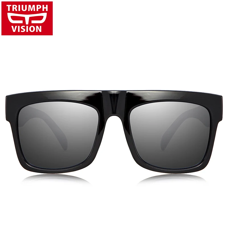 TRIUMPH VISION прочные черные мужские солнцезащитные очки с плоским верхом, негабаритная квадратная большая рама, летние крутые Модные мужские солнцезащитные очки с градиентом UV