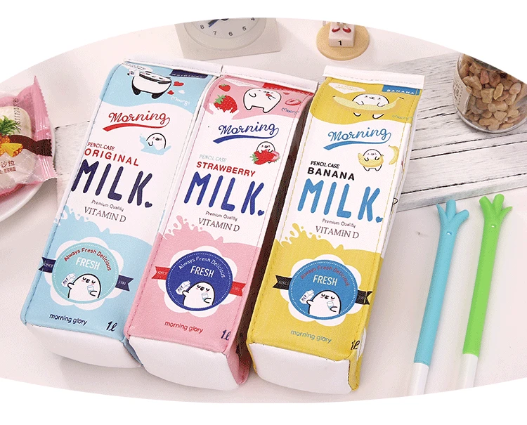 Чехол для карандашей из искусственной кожи с рисунком из мультфильма Morning Milk, органайзер для хранения канцелярских принадлежностей, сумка для школы и офиса Escolar