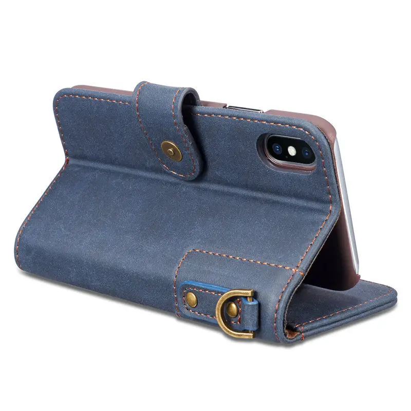 Роскошный флип чехол для iPhone X кожаный Coque 8 7 6 6s Plus 5 5S SE сумка стоячий пенал кошелек