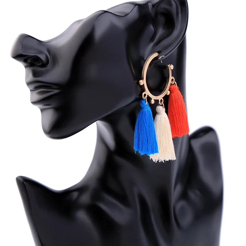 Крупные женские серьги в богемном стиле большие разноцветные Серьги 2017