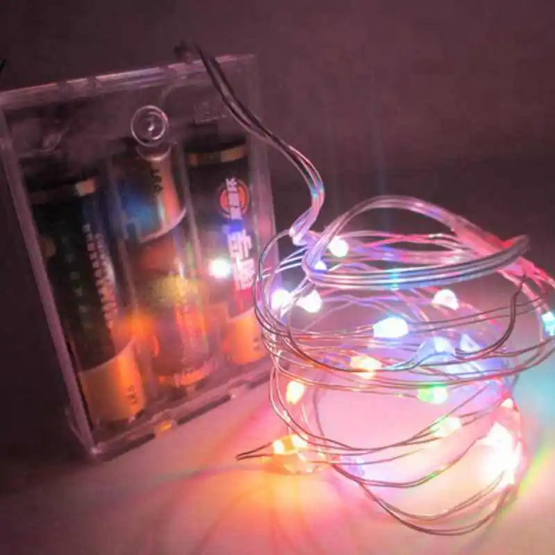 RGB SZYOUMY 2 м 5 м 10 м 100 светодиодный медный провод 3XAA на батарейках, Рождественское украшение для свадебной вечеринки, светодиодный Сказочный светильник - Испускаемый цвет: RGB